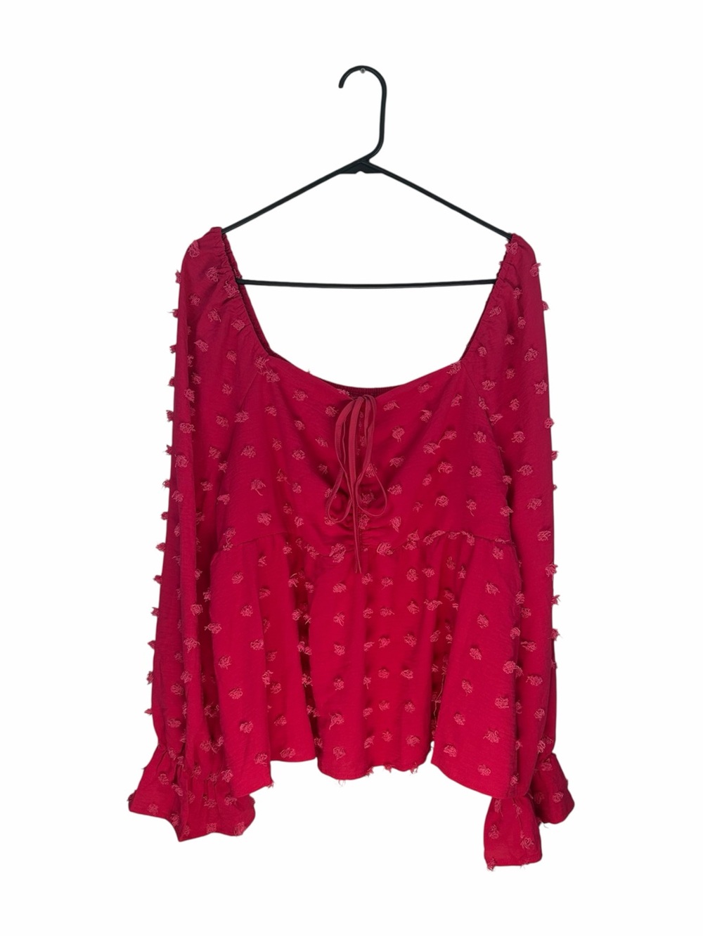 SHEIN Curve Women's Peplum Blouse Top Long Sleeve Pink Plus Size 2XL